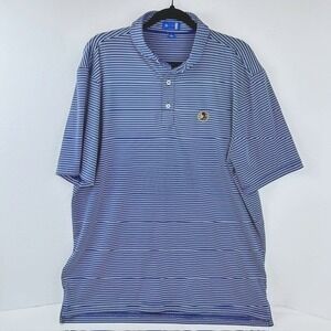 Stitch Mens Seminole Golf Club Logo Navy Blue White Striped Polo Shirt Lg